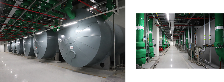 Third basement level mechanical room panorama